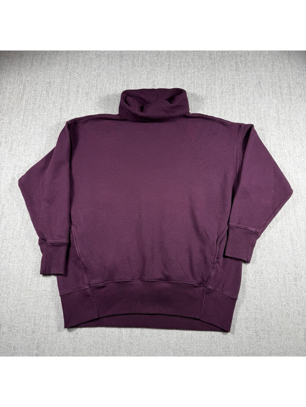 Aerie Sweatshirt Oversized Mock Turtleneck Women S Burgundy Raw Hem